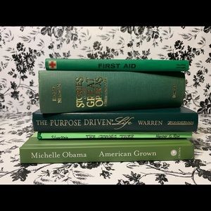 Set of 5 GREEN vintage & decorative books